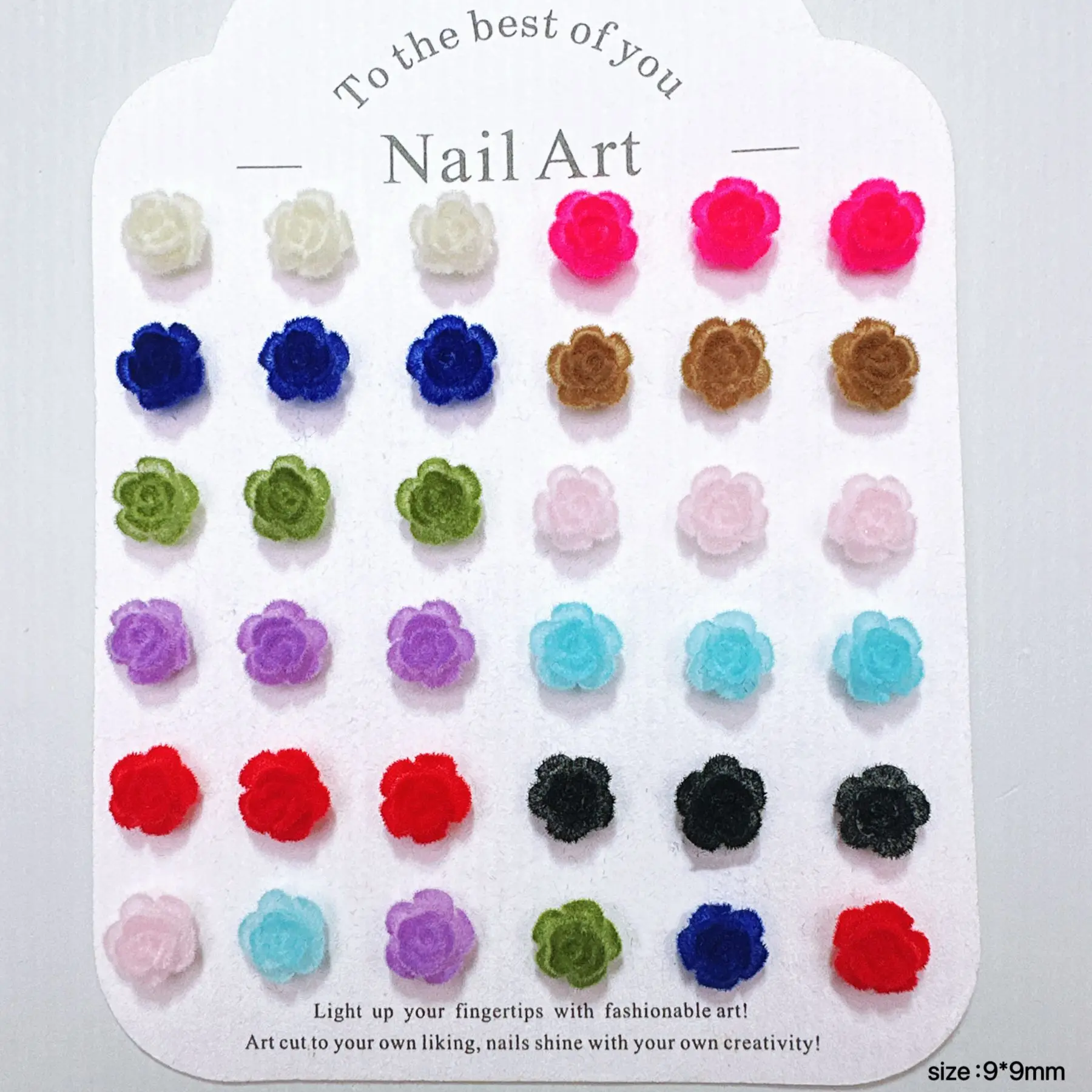 100Pcs/bag Flocked Rose Nail Charms - 3D Solid Color Resin Press-On Nail Decor for Manicures & Earrings