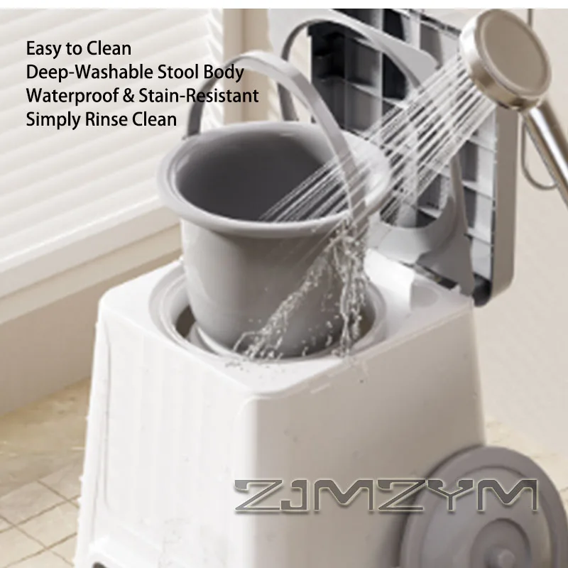 Movable Portable Commode Chair Bedside Toilet for Seniors Indoor Odor‑Proof Chamber Pot Elderly Bedside Stool
