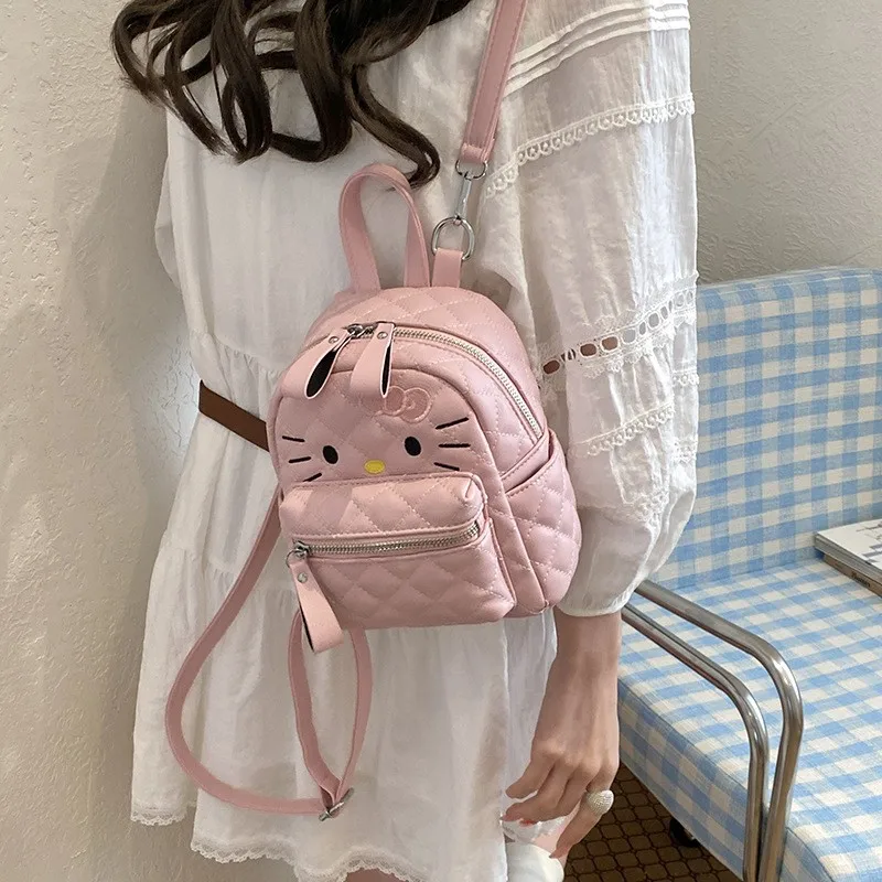 可愛い猫柄ダブルショルダーバッグ-レディース-カジュアル通勤通学リュック-大容量-レジャースタイル-2026年新作