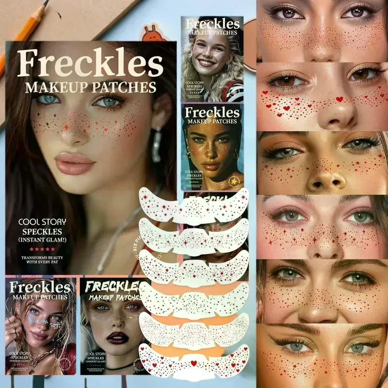 6장 주근깨 스티커 크리스마스 메이크업 스탬핑 파티 메이크업 패치 얼굴 타투 볼 메이크업 타투 얼굴 블러셔 스티커