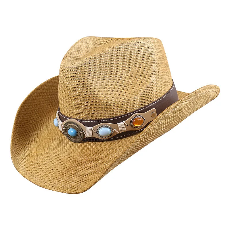 

Paper Straw Western Cowboy Hat for Men Women Gentleman Cowgirl Jazz Hat Summer Beach Sun Hats Sombrero Hombre