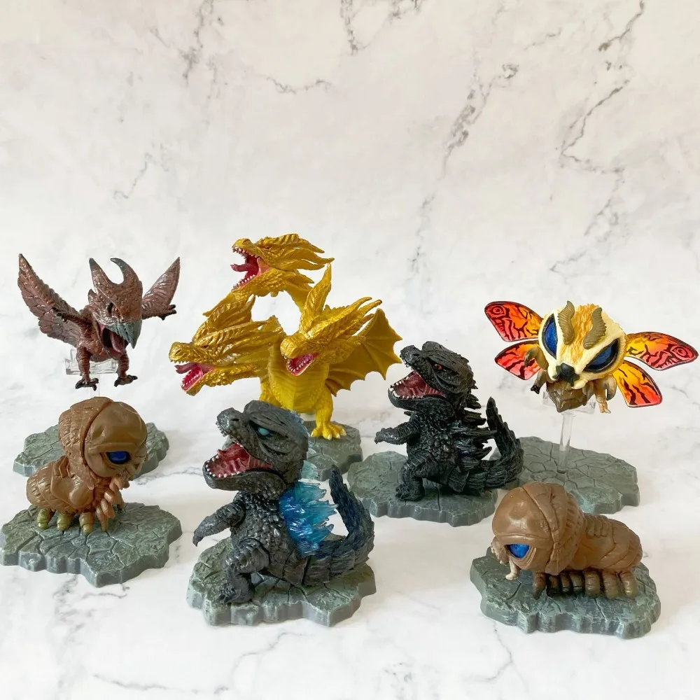 

7 Q-version Godzilla Figurine Models Ladon Kidora Headed Dragon Doll Monster Dolls, Gifts, Children's Ornaments Toy Monsters