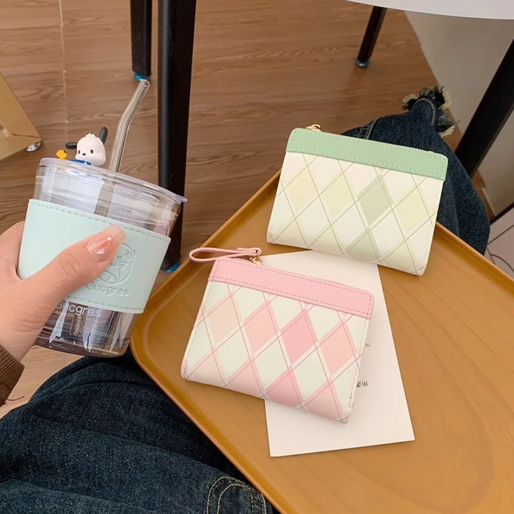 Nova bolsa de moedas de couro pu com zíper portátil porta cartão de crédito grade mini bolsa de moedas menina