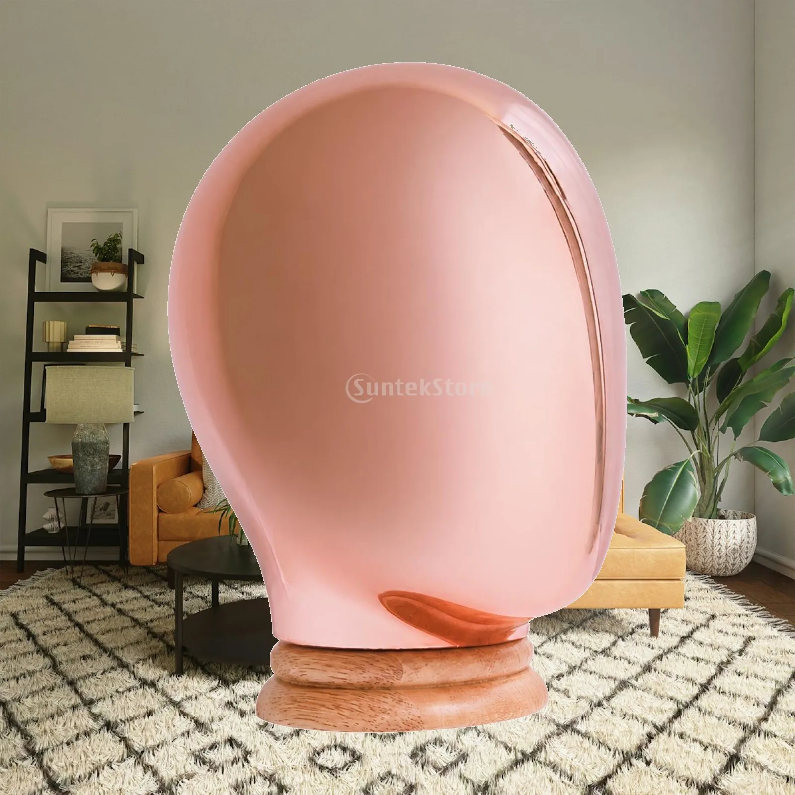 Hat Display Mannequin Head Easy to Clean Plastic Head Form with Wooden Pedestal Hat Mannequin Stand Space-Saving Elegant