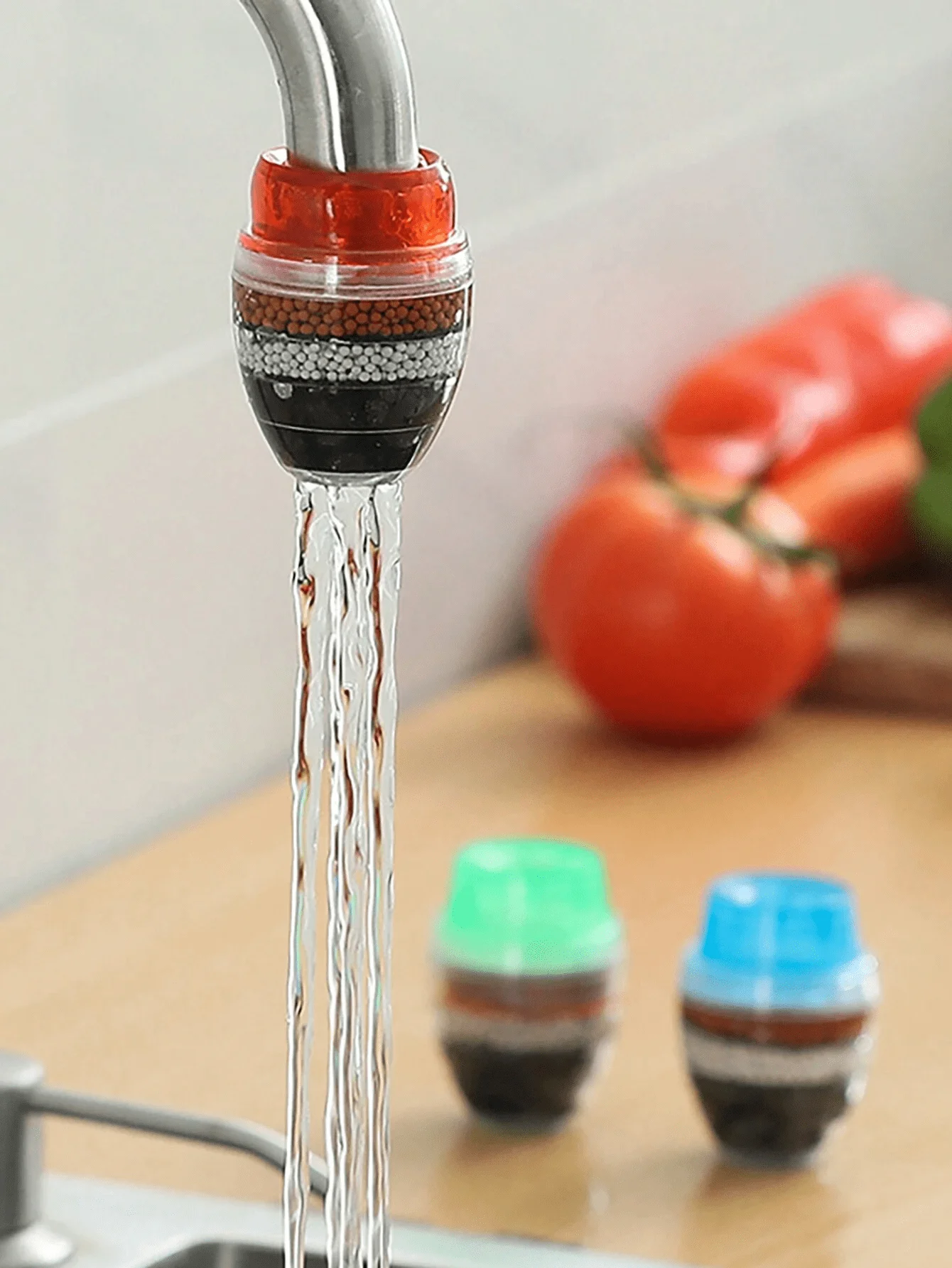 3pcs random color 5-layer activated carbon water filter faucet splitter, suitable for kitchen faucets and shower heads