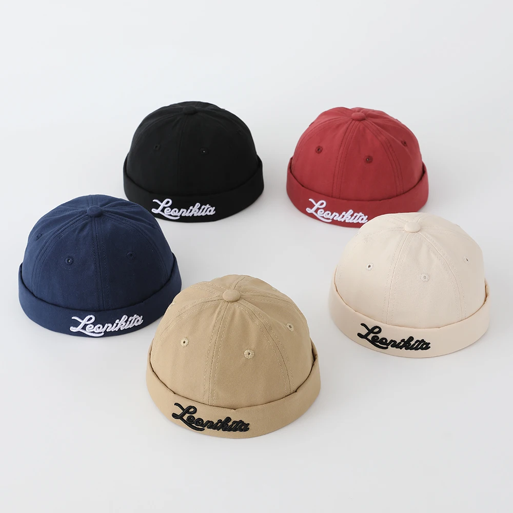 Children's handwritten English embroidery cap with soft cotton brimless design.Suitable for street performances and role-playing view 6