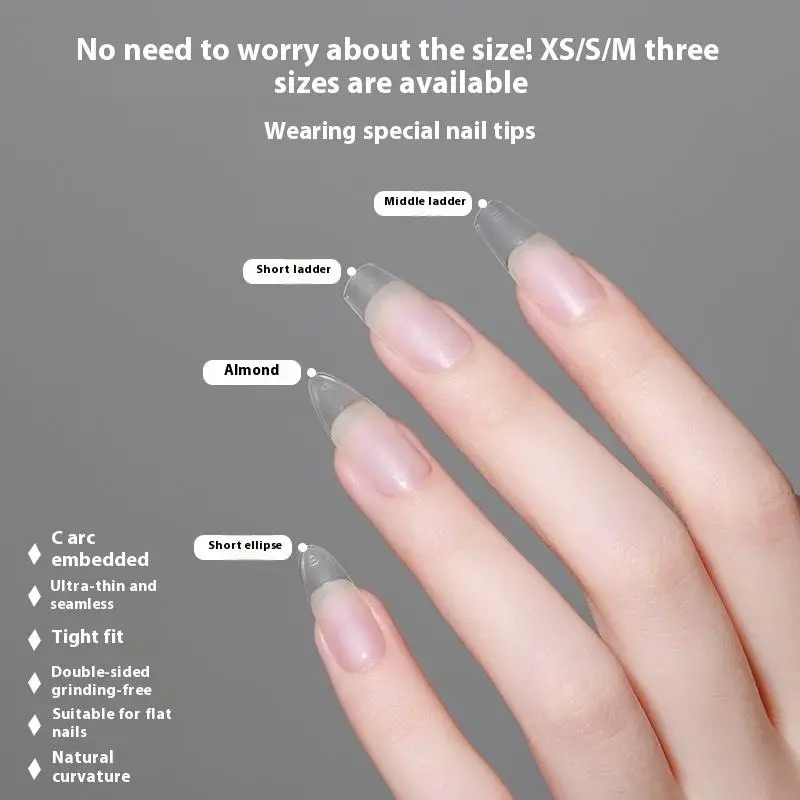 100PCS/Box Clear Coffin Press On Nails - Artificial False Nail Tips with XS/S/M Sizes, Manicure Extension Tools for DIY Salon