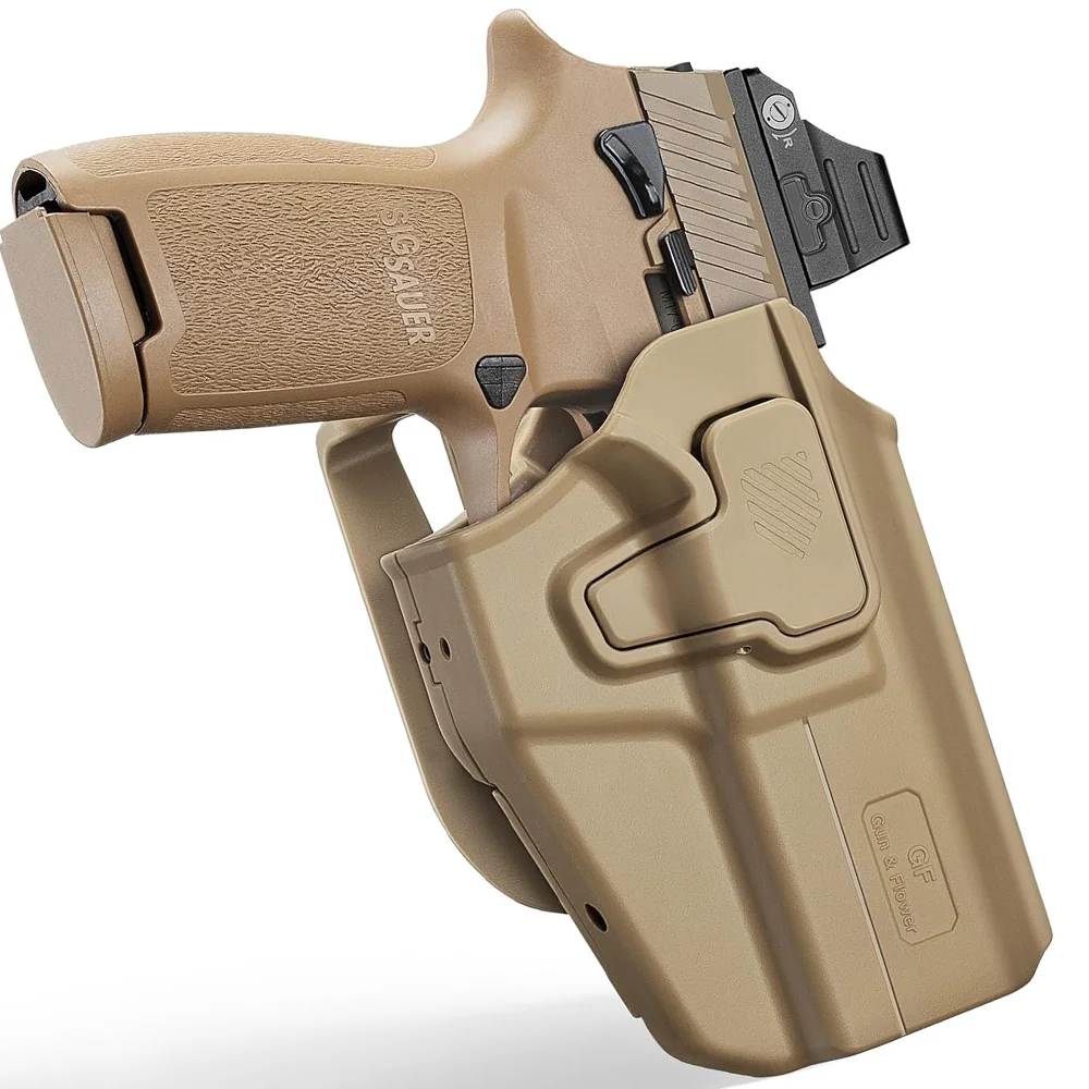 Universal OWB Holster for Sig P320,G17/19,G3C/G2C,TP9,FN 509,M&P,CZ P-07,Index Finger Release, Right Hand,Desert Color