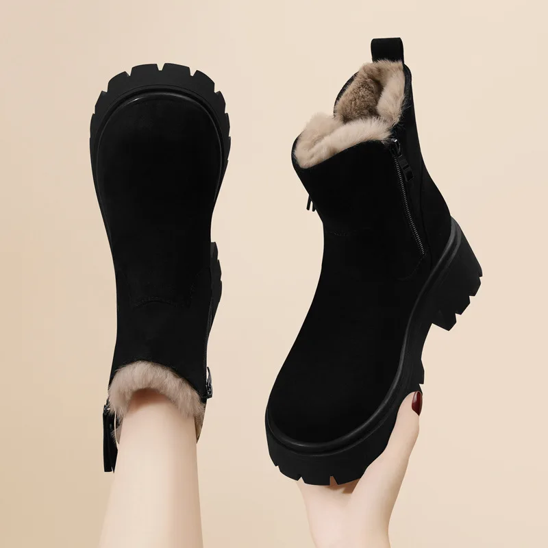 

Women's snow boots 2025 new autumn and winter short tube anti slip and plush thick warm cotton shoes