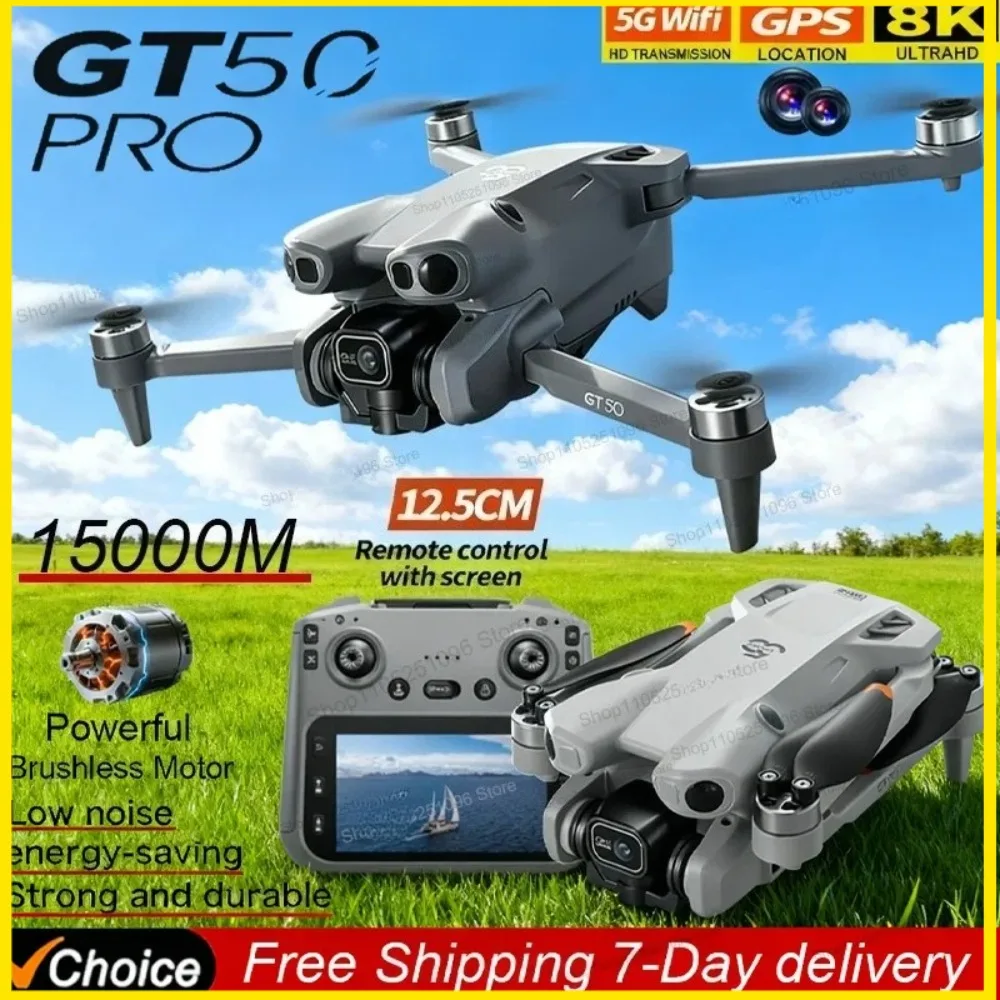 

GT50 Aerial Photography Drone with Obstacle Avoidance, HD BrushlessQuadcopter withLarge Screen Remote ControlToy Aircraft VEVLO