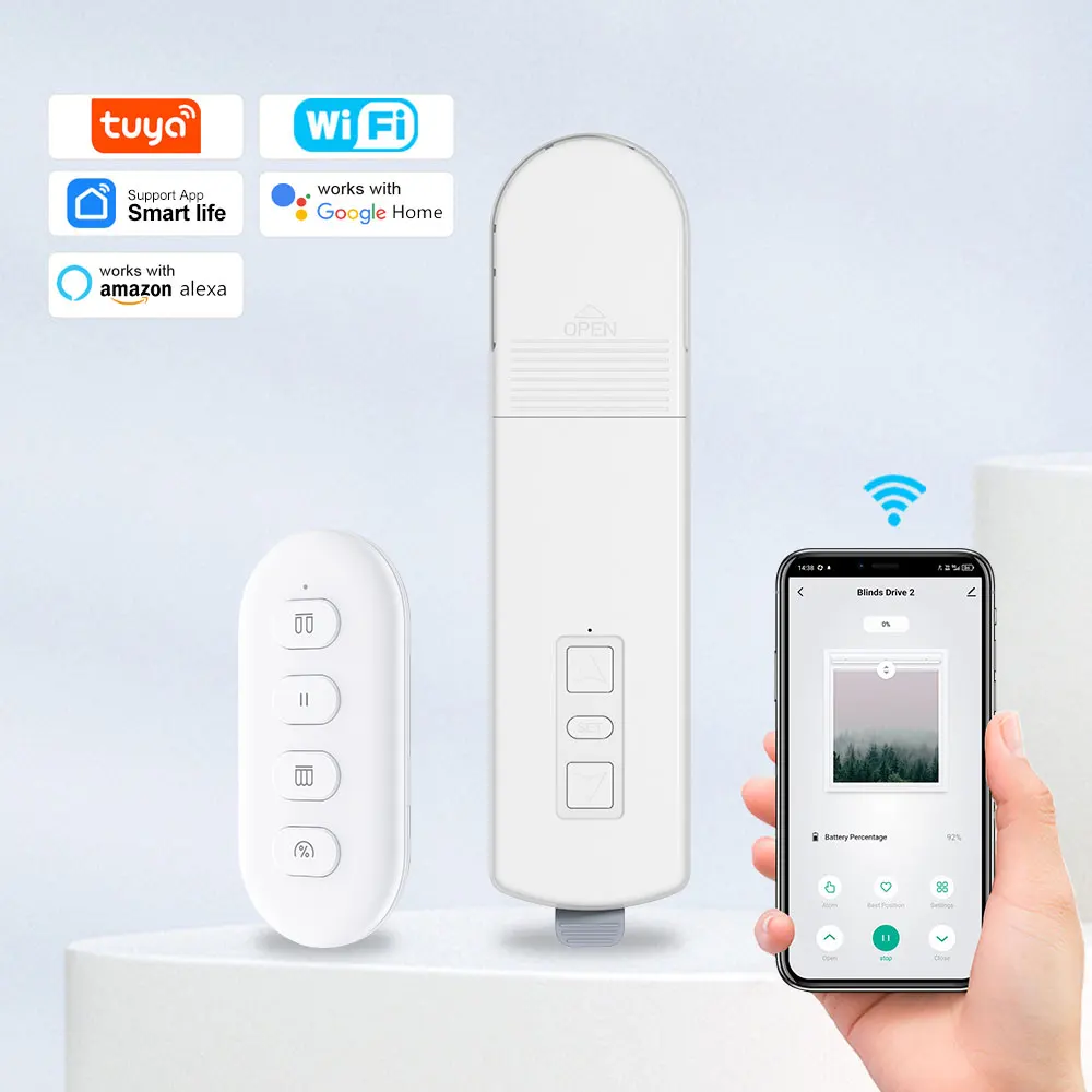 

Умный мотор Tuya Wi-Fi, электрические цепные рулонные шторы, привод затвора, радиочастотный комплект дистанционного управления, приложение Smart Life через Alexa/Google