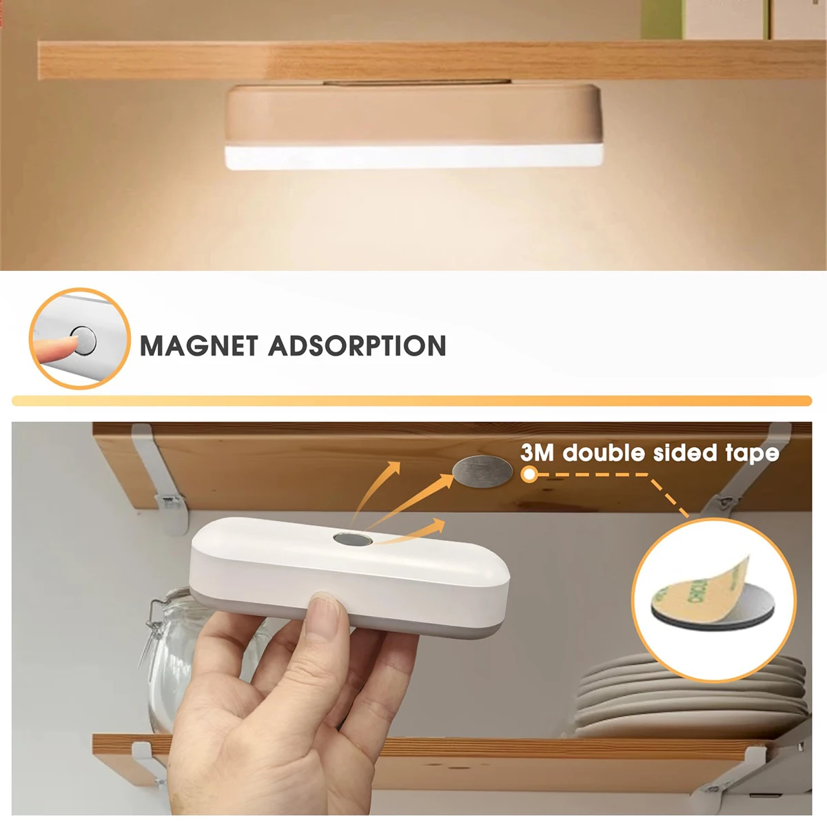 10cm Led Bedside Motion Sensor Night Lamp Light Wardrobe USB Push Button Switch Recarregável Light Auto Switch Com Pir Sem Fio