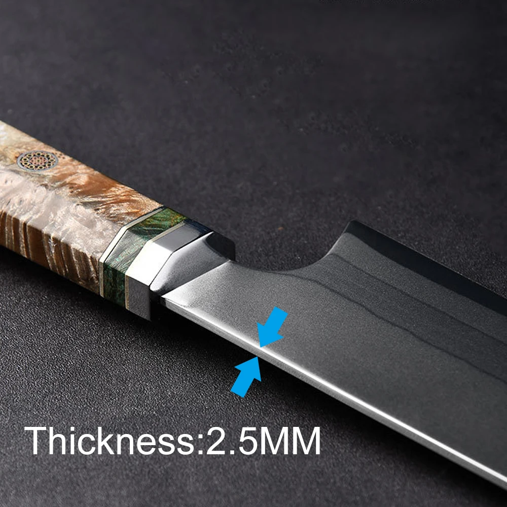 Faca japonesa kiritsuke, faca de chef de damasco de aço de 7 camadas, faca japonesa profissional de 8 espaços com caixa de presente, faca sashimi