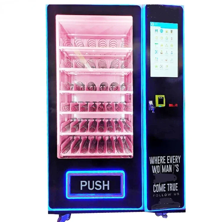 cosmetics design pink lash vending machine with card reader and large  hair beauty vending machine for retail items