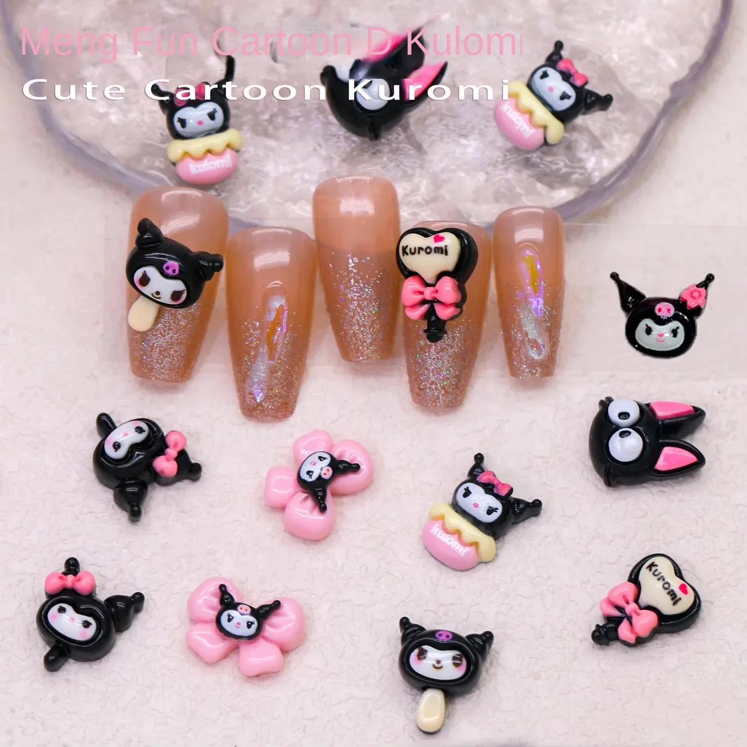 

20Pcs Cute Kuromi Cartoon Nail Art Butterfly Bow Accessories Heart Bow DIY Nail Charms