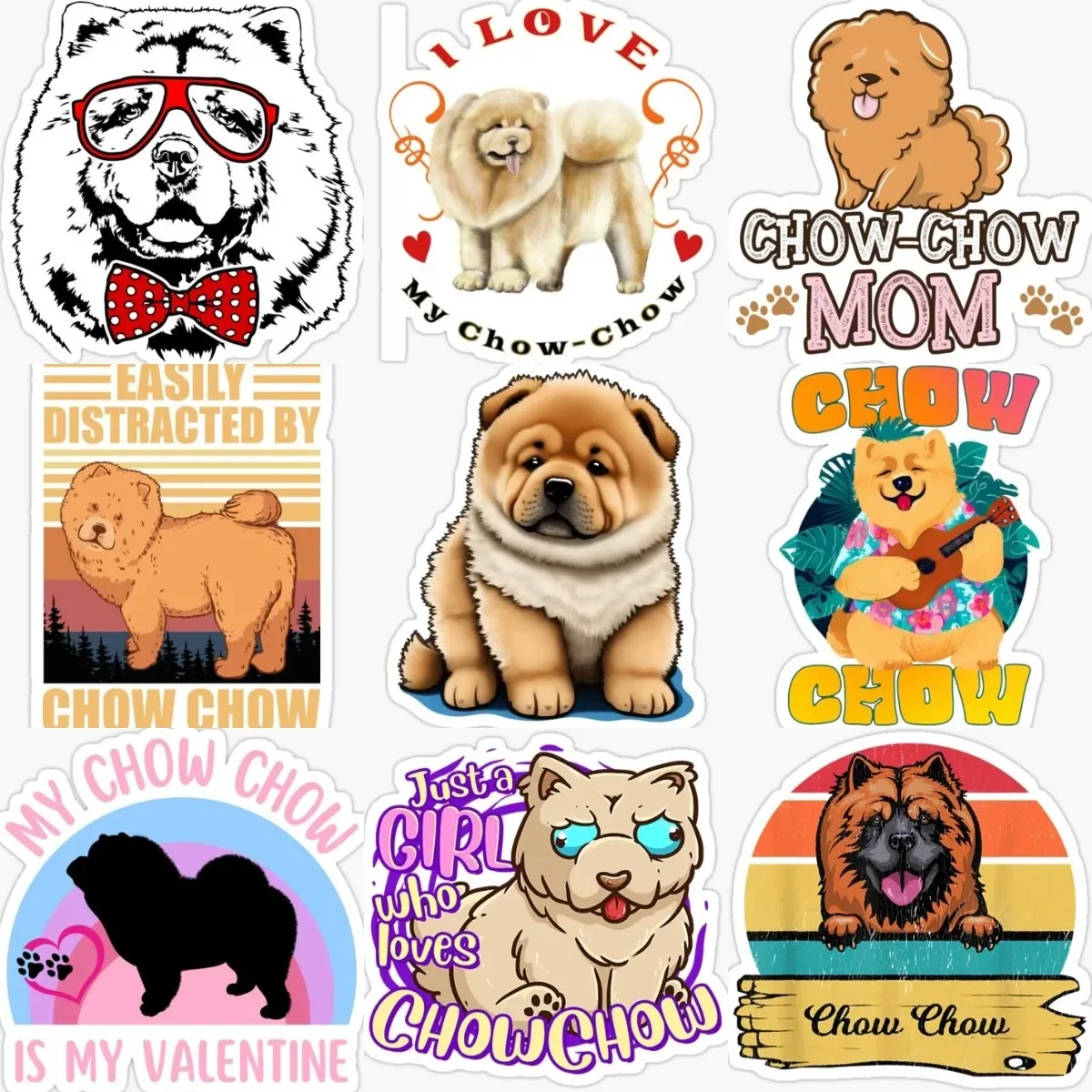 

Chow Chow Dog Pets Catoon Creative Sticker Motorcycle Vinyl Truck Car Window Wall Door Room Helmet Glass Decal Customizable