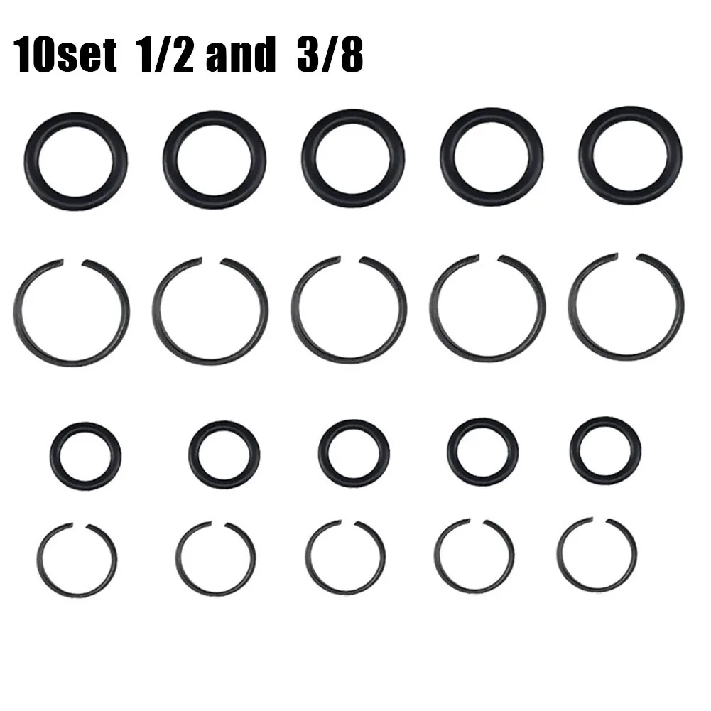 

10 Sets Pneumatic Wrench Socket Retainer Rings With O-Ring 1/2 3/8 Pneumatic Tools Wrench Accessories