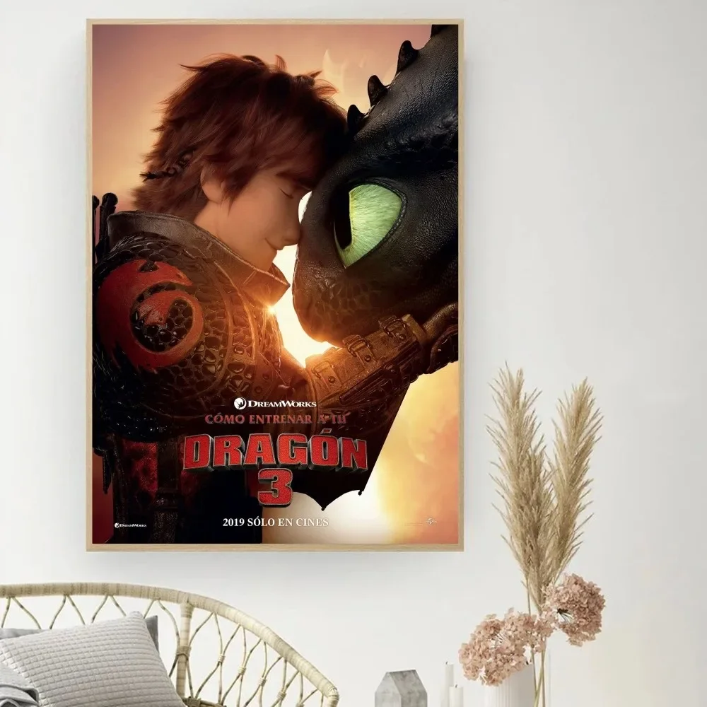 T-Toothless-Fury Dragon Poster DIY Vintage Movie Poster Wall Art Painting Study Stickers Small Szie Wall Painting