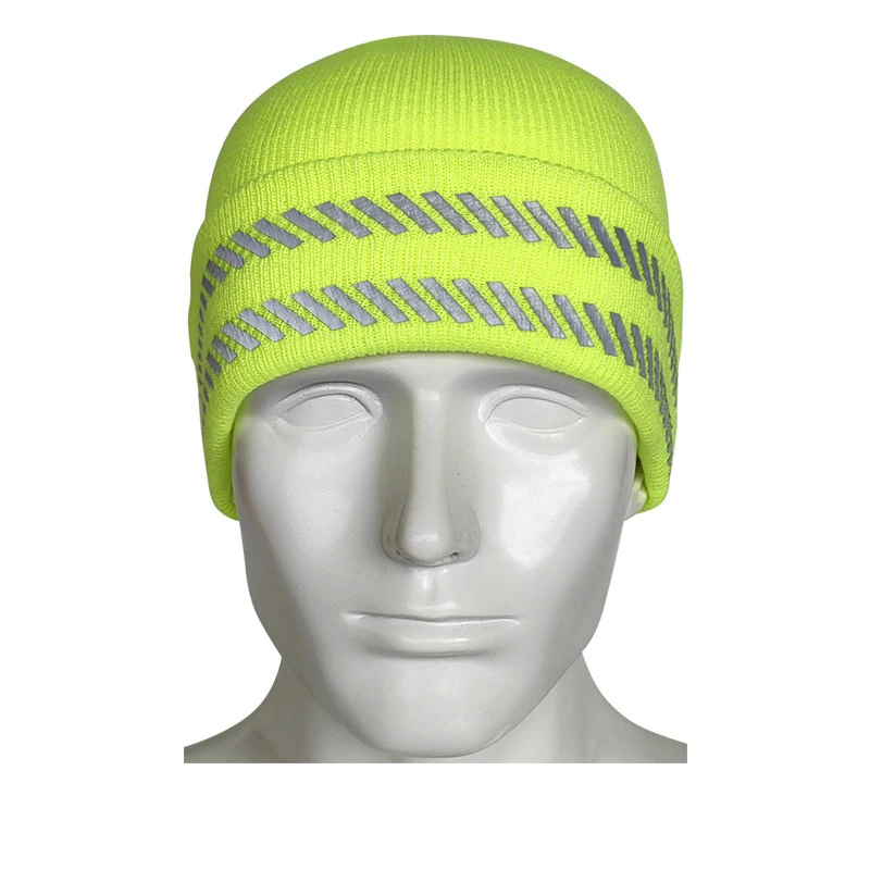 19 Bright Colors Fireman Reflective Beanie Winter Safety Night Running Knitted Hat Warm Cuffed Hat