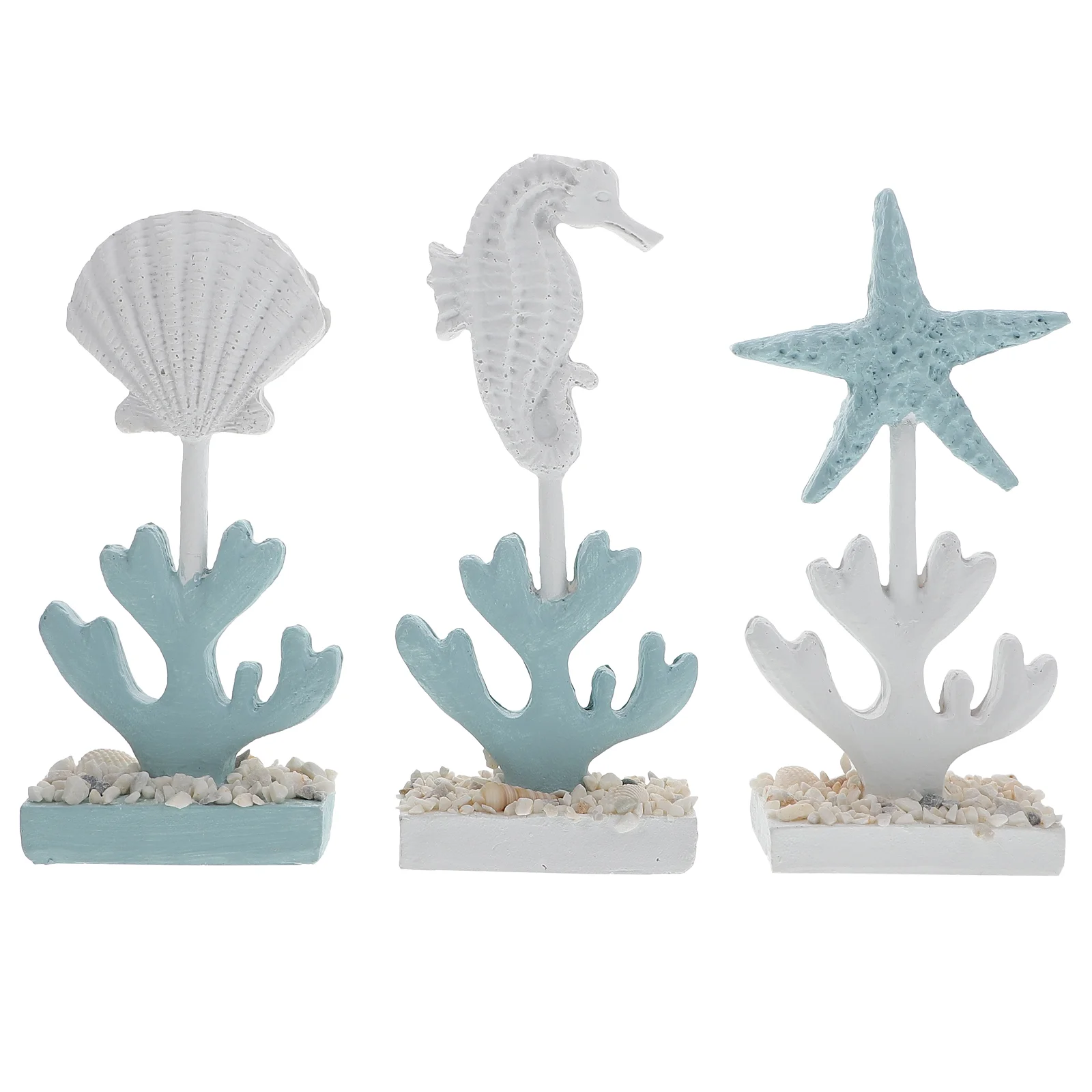 

3 Pcs Mediterranean Ornaments Decorative Night Sea Star Shell Resin Craft Statue Indoor Desktop Synthetic Seaside