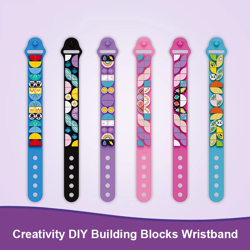 DIY Building Blocks Wristband Kit Creative Interlocking Brick Band Educational Toy for Kids Birthday And Halloween Gift