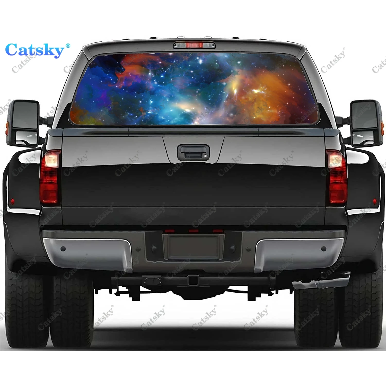 Space Stars Rear Window Decals for Truck,Pickup Window Decal,Rear Window Tint Graphic Perforated Vinyl Truck Sticker
