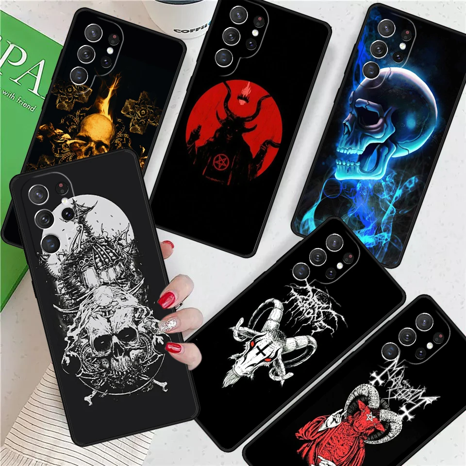 Satanic Scary Skull For Samsung Galaxy S24 Ultra S21 S22 S8 S9 S10 5G Note 10 20 Plus FE S23 Phone case Cover Coque