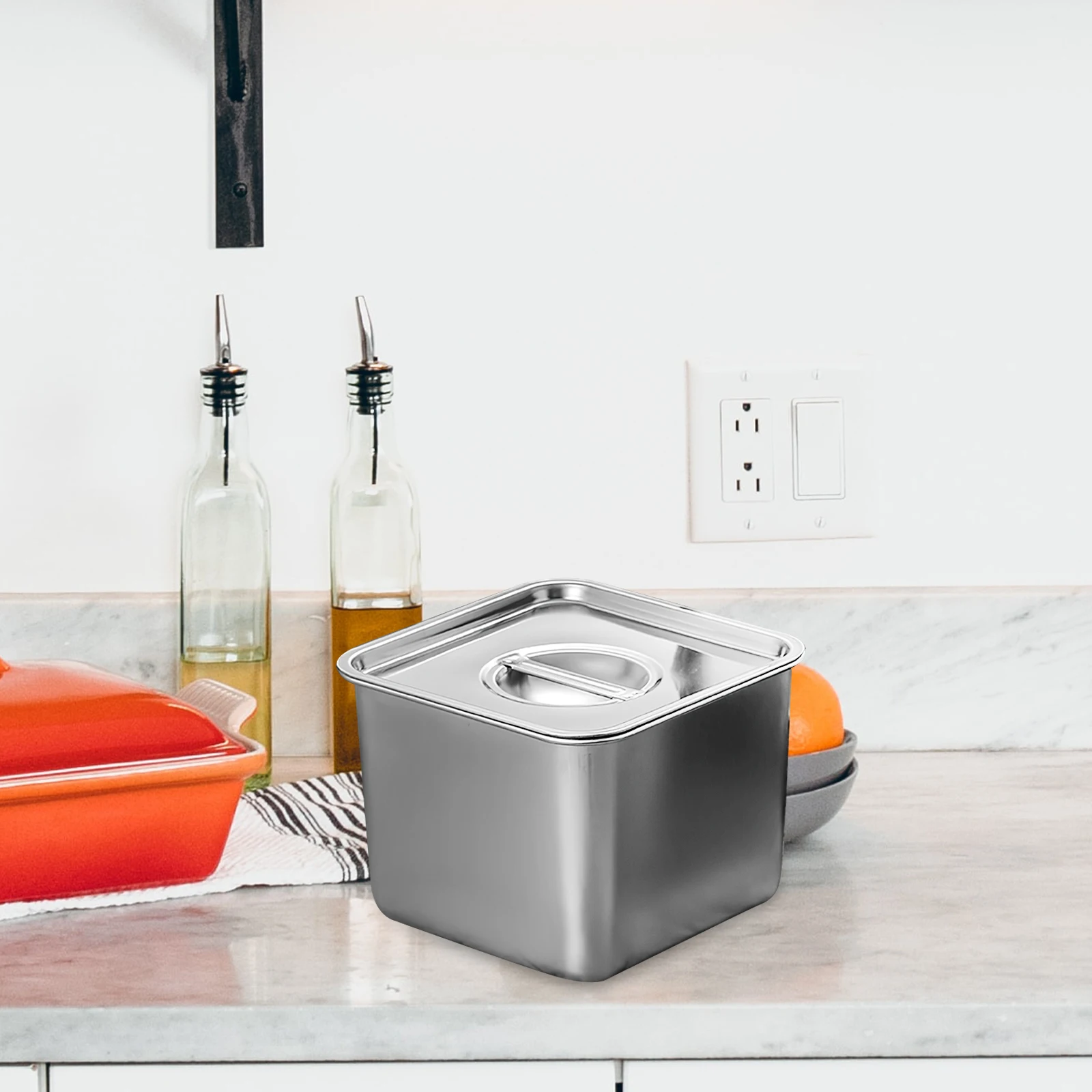 

Stainless Steel Seasoning Container Lid 12CM Square Oil Pot Cover Kitchen Easy Clean Metal Jar Lids Practical Supplies