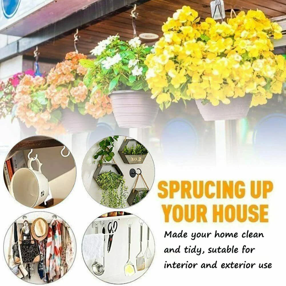 14pcs/set Balcony Bathroom Plant Hanging Hook Hangers Basket Brackets Black/White Ceiling Hooks Plant Hanger Hook