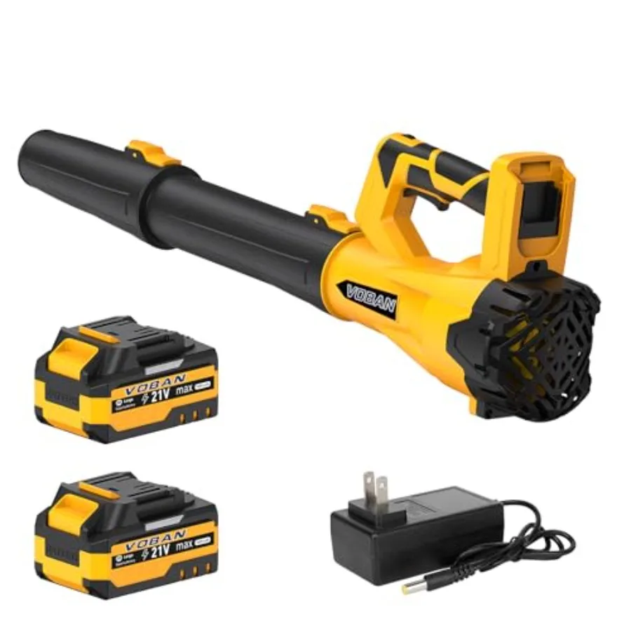 

Cordless Leaf Blower 21 V Electric Blower with 2 Rechargeable 4.0 Ah Batteries and Fast Charger 160 MPH/ 580 CFM 6 Variable Spe