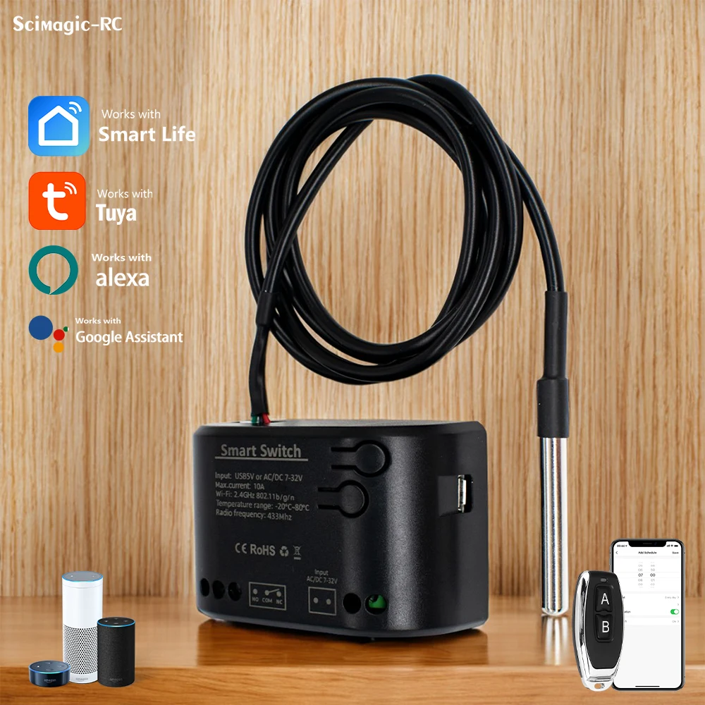 

Dry Contact WIFI Tuya Smart Temperature Switch Controller Thermostat Sensor Passive Relay RF Receiver Work for Alexa Google Home