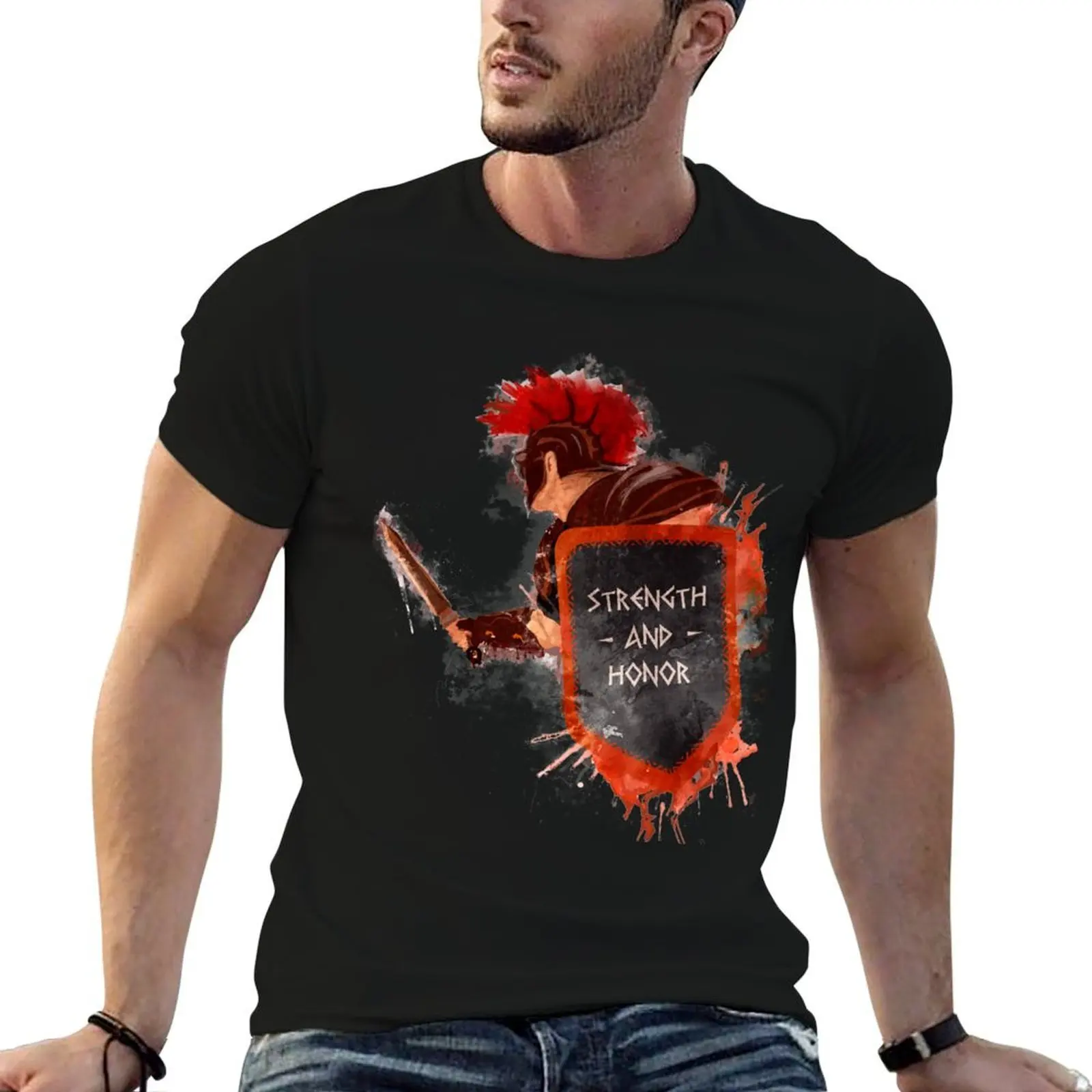 

Gladiator, strength & honor T-Shirt man t shirts graphic man t shirts high quality luxury brand T-Shirt