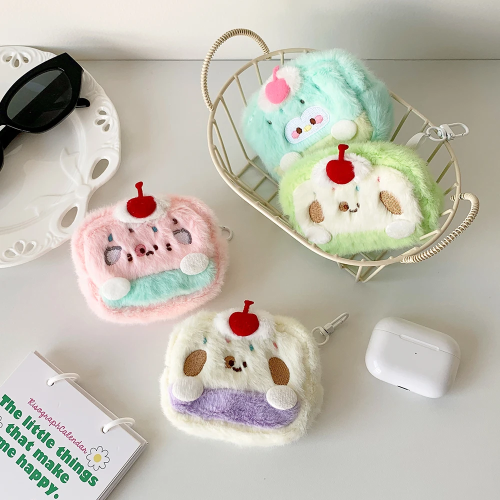 Ins Style Kawaii Animal Plush Coin Purse Mini Lipstick Storage Bag Cute Portable Airpods Storage Pouch Girls Favours