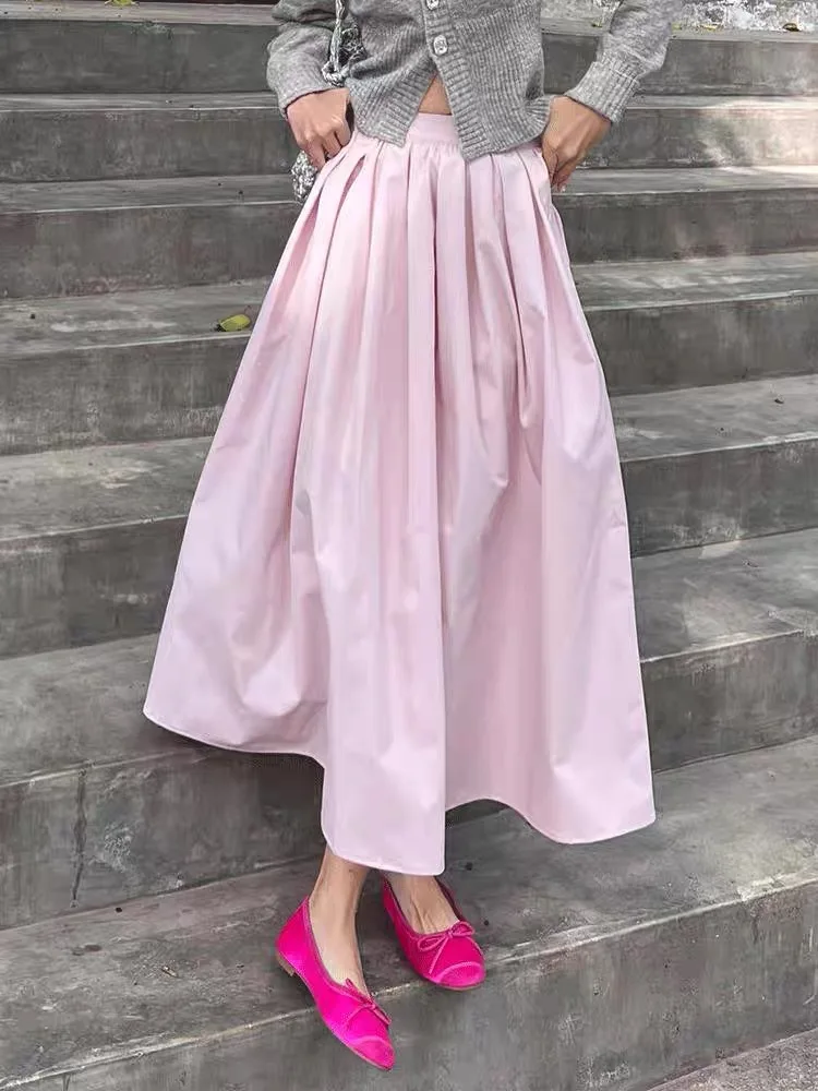 

Расклешенная утягивающая юбка с высокой талией, женская весна-лето, серия Salt, милая розовая юбка трапециевидной формы, закрывающая бедра, корейская юбка