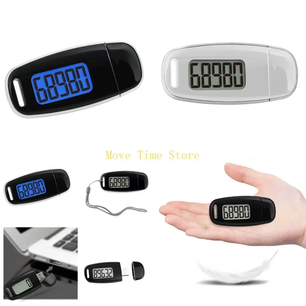 92ME Simple 3D Walking Pedometer Portable Sports Pedometer with Clip and Lanyard