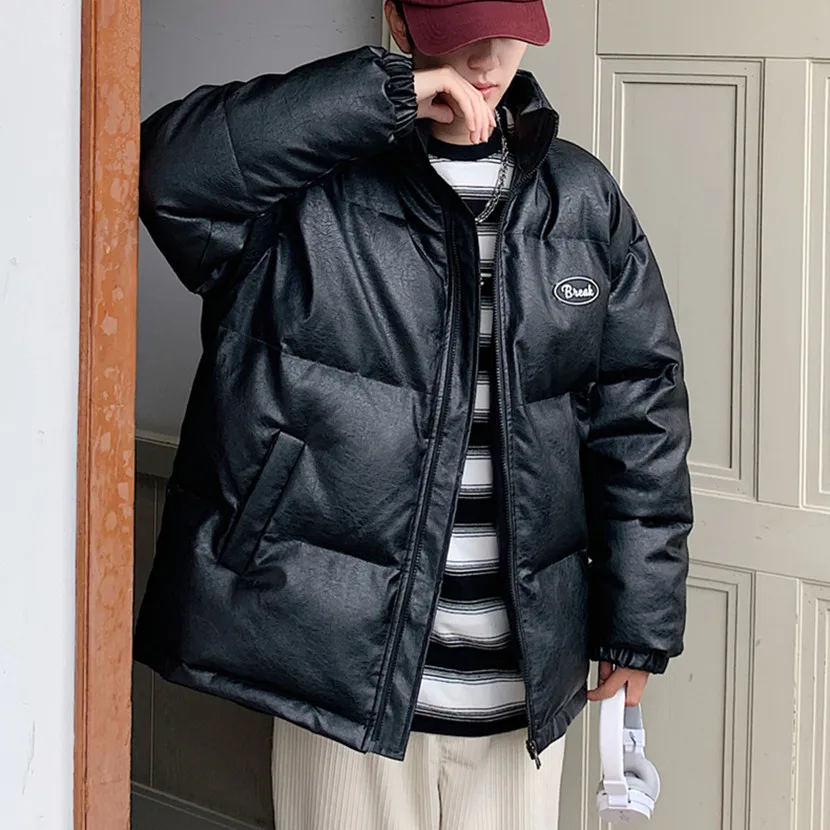 

Men's Winter Cotton Jaet Stand Collar down Proof Warmth Youth Casual Faion Zipper Closure Thiened Winter Outerwear