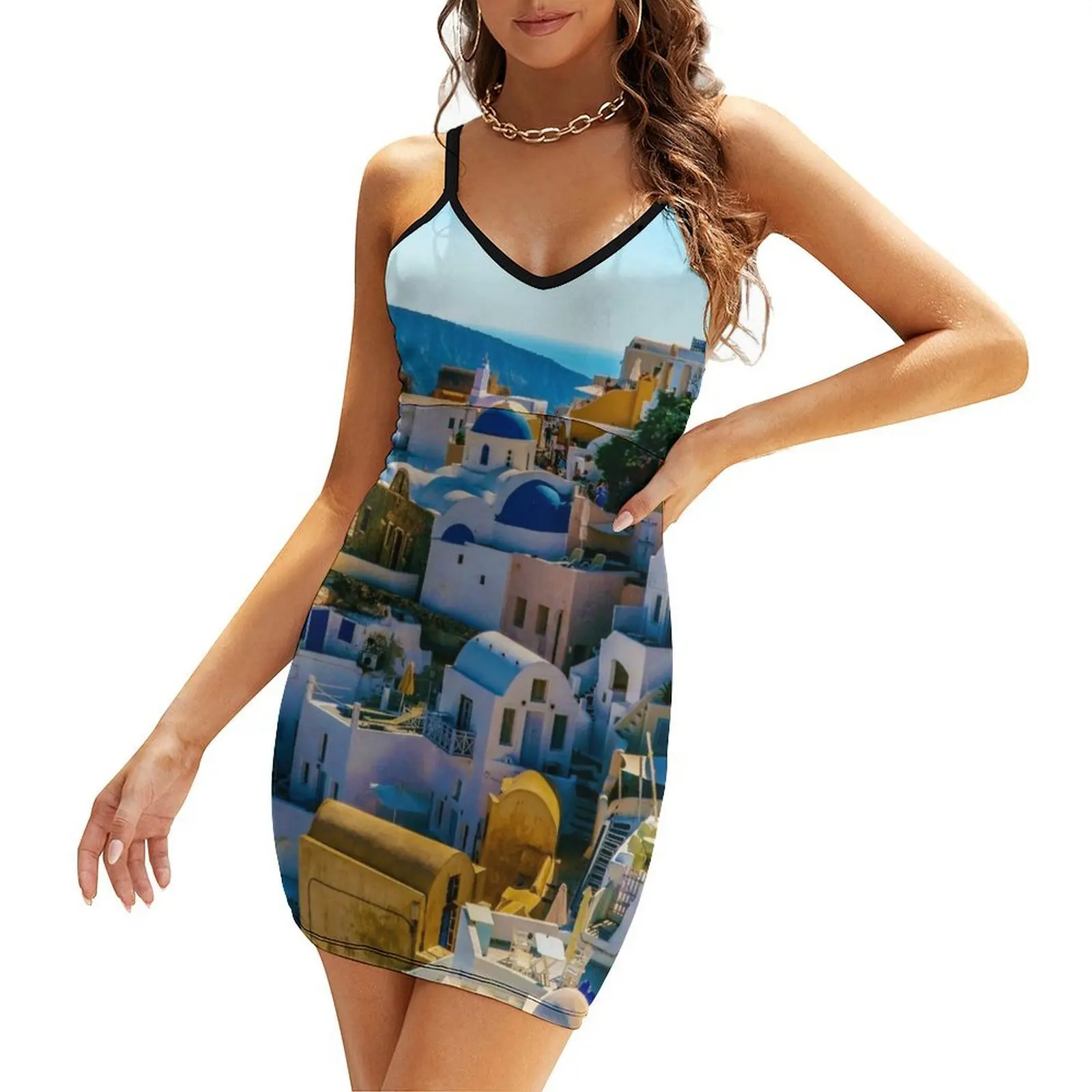 

Oia Santorini Sling Dress Bridesmaid dress woman Women's clothing Women dresses summer women's clothing korea stylish