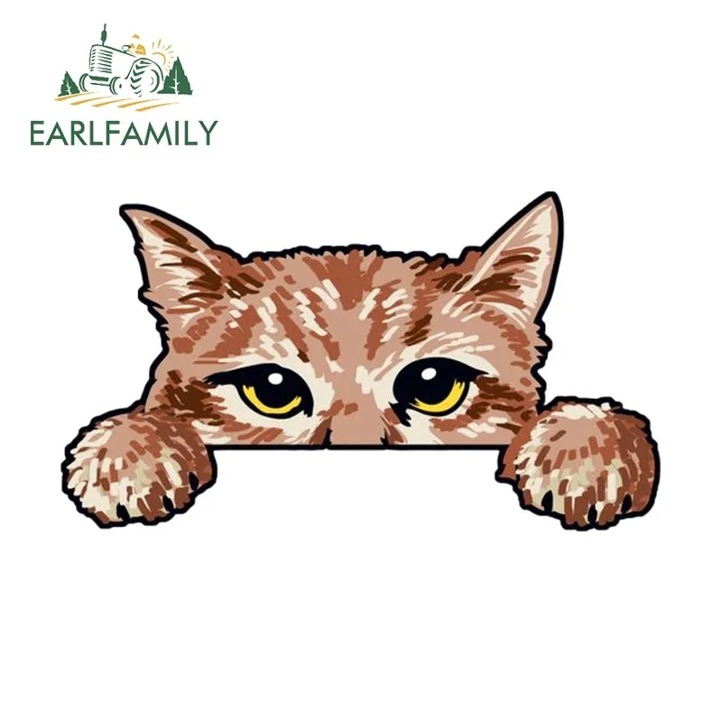 EARLFAMILY 13cm for Cute Cat Peek Car Stickers Waterproof Sunscreen Decals Car Door Protector Bumper Caravan Decor Car Goods