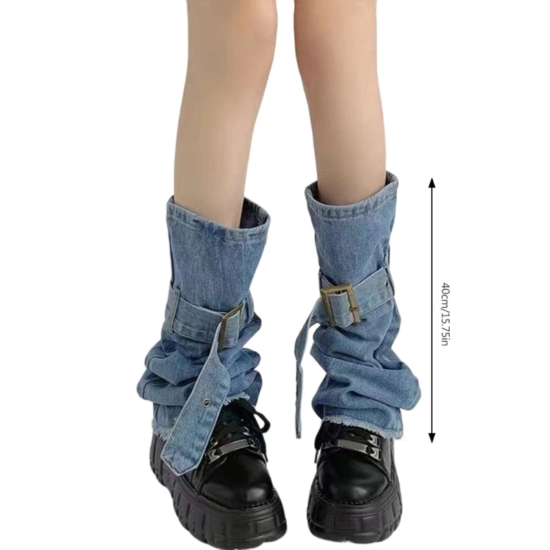 Denims Leg Warmers for Women and Girls Sweet Cool Flared Leg Warmers Punk Long Leg Socks Fashion Leg Covers Streetwear