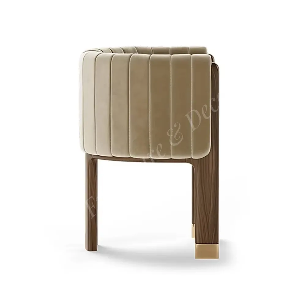 Solid Wood Camel Velvet Upholstered Modern Lounge Leisure Accent Chair for Living Room and Warehouse Use