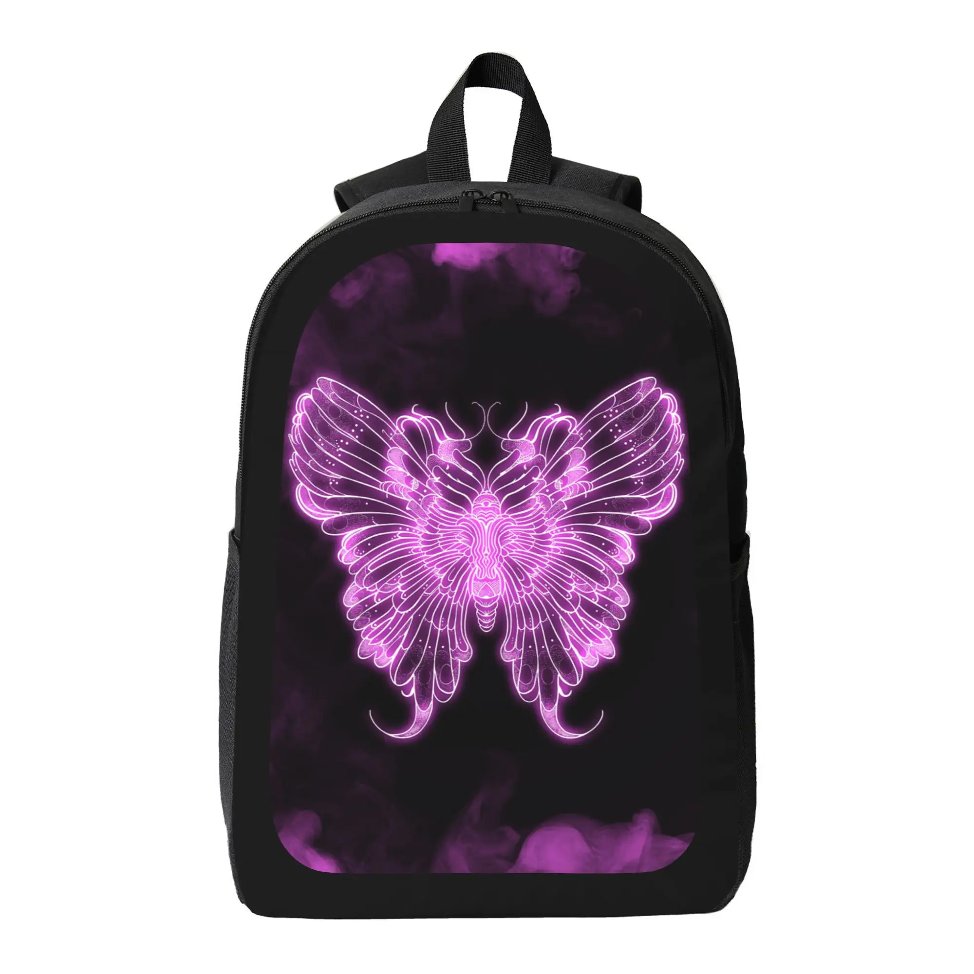 

Neon Butterfly Backpack - Lightweight High Capacity School Bag with Adjustable Shoulder Strap, Zipper Closure