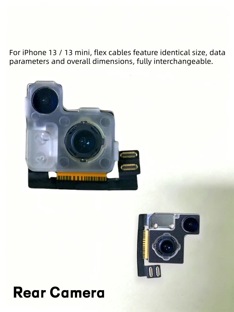 100% Tested Back Rear Camera Module For iPhone 12 13 14 15 16 Pro Max Mini Plus, Main Lens Flex Cable Replacement Repair Part