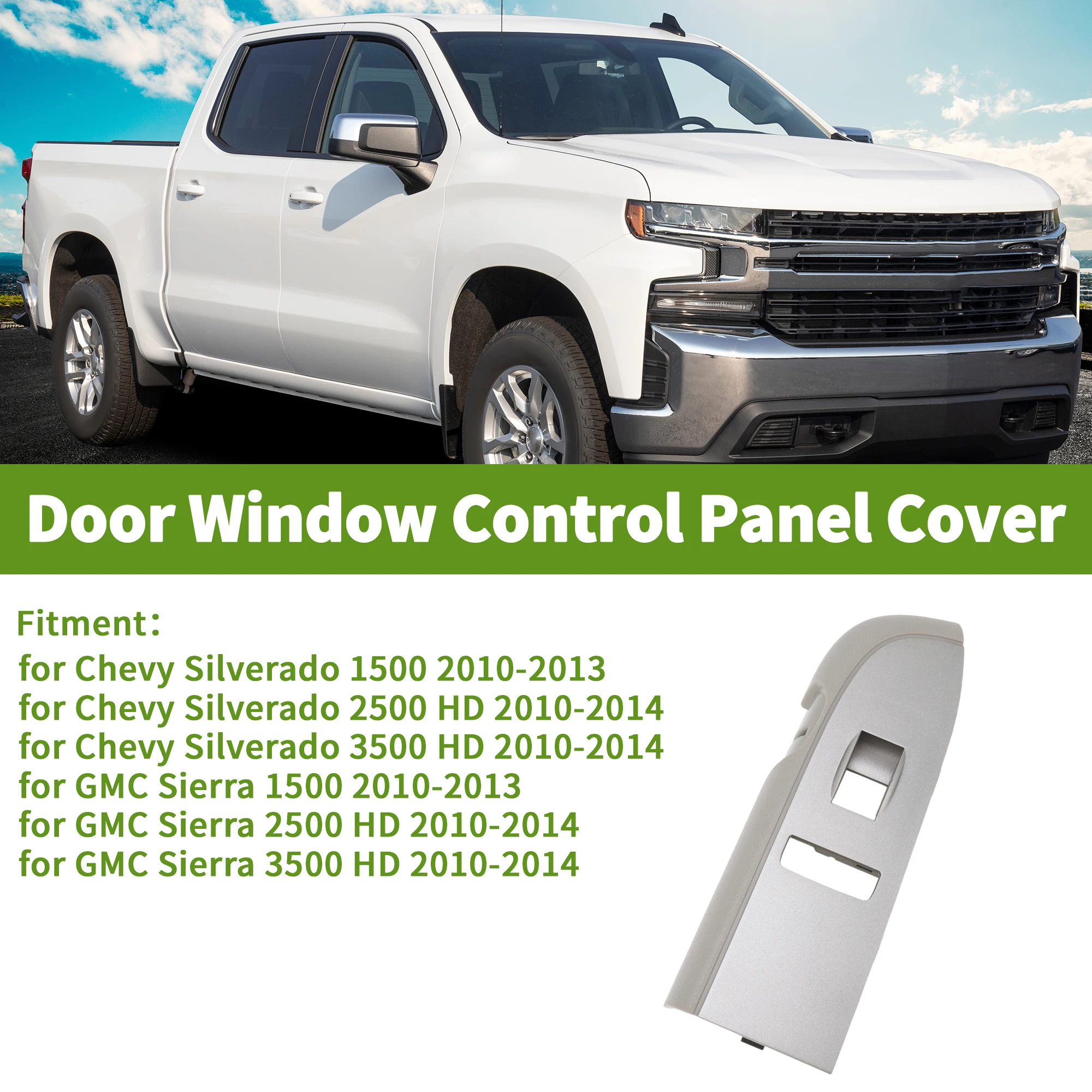 

UXCELL Front Right Side No.20922525 Door Control Switch Panel Trim for Chevy Silverado 1500 2010-2013 Gray