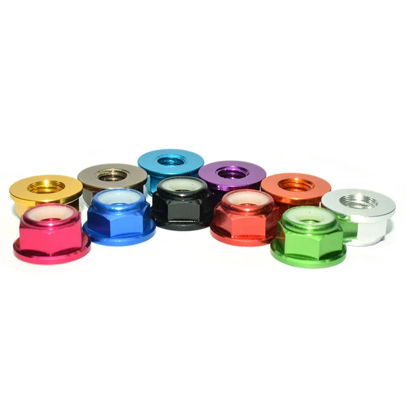 10pcs M3 Aluminum Alloy Flange Nylon Insert Lock Nut Self-locking Nut With Anti-skid Rubber Ring For Rc Car Scx10 Traxxas Rgt