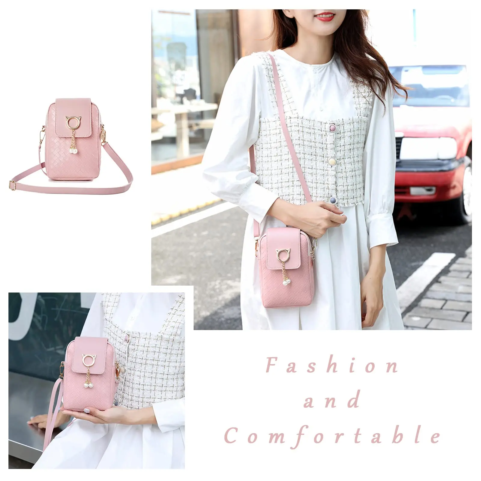 New Mobile Phone Bag Woven Pearl Tassel Cover-style Women's Bag One-shoulder Diagonal Bag