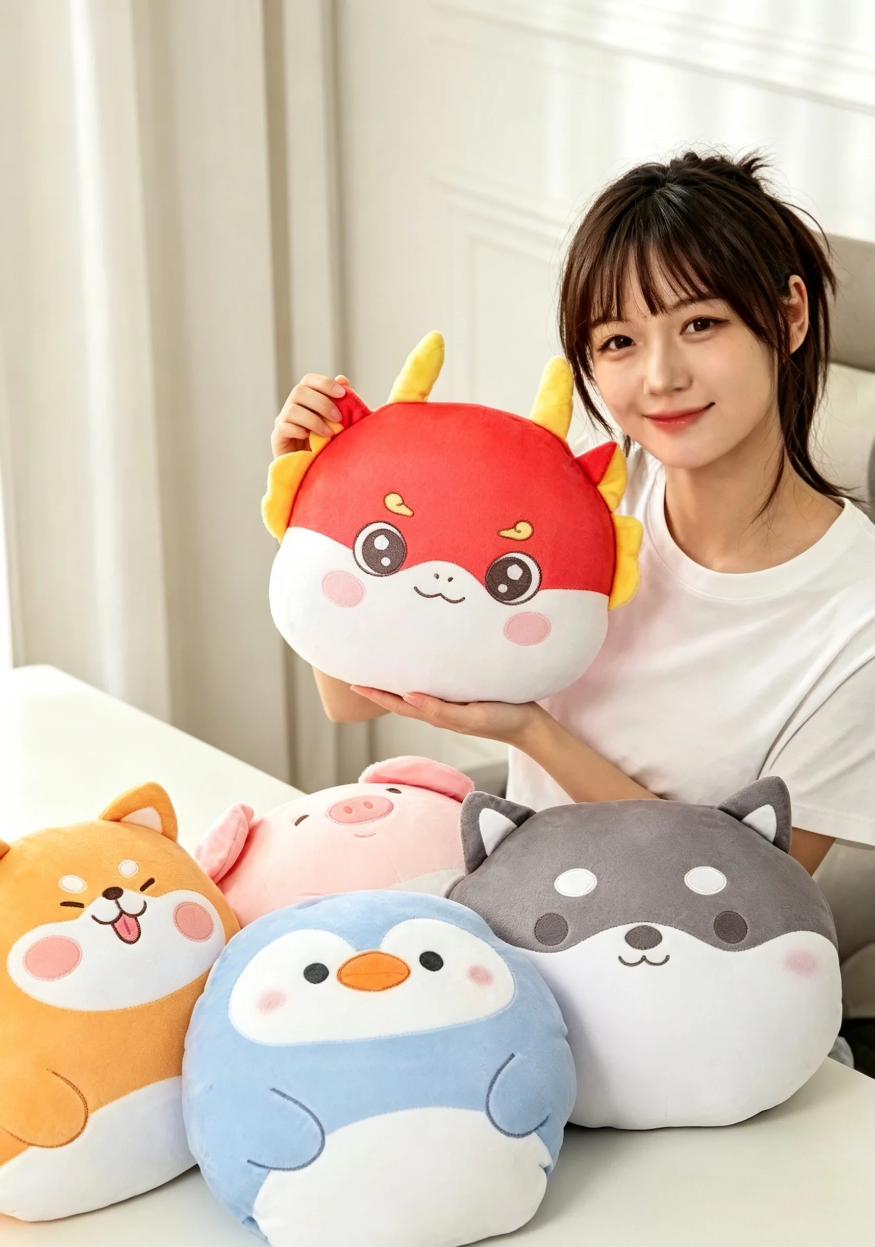 Cartoon 3-in-1 Deformable Convertible Neck Pillow Soft Foam Particle Filled for Airplane Office