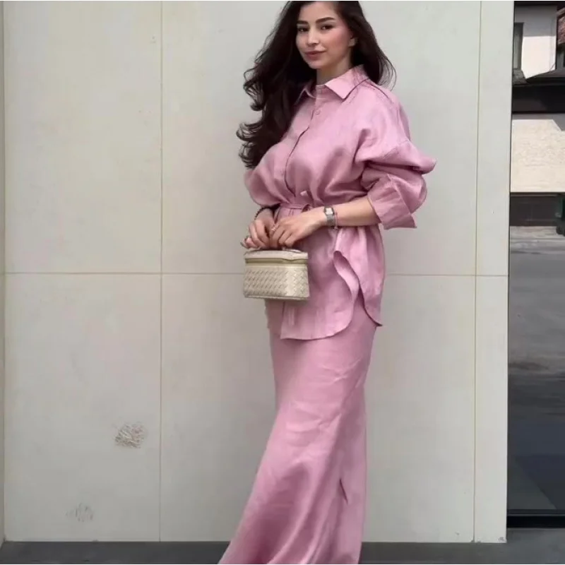 

2025Autumn Fashion Elegant Temperament Long Sleeve Long Dress Lazy Style Suit Dress