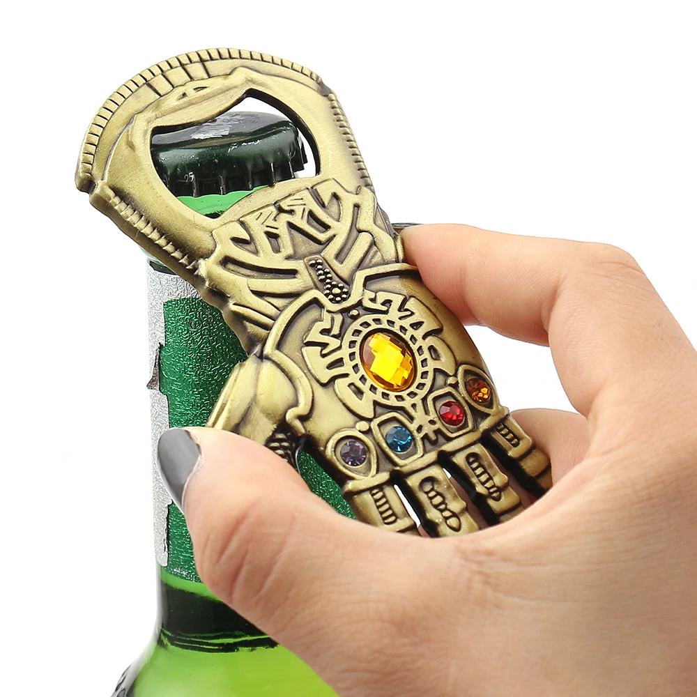 Marvel Avengers Infinity Gauntlet Beer Bottle Opener Keyrings Thanos Infinity Stones Gloves Keychain Car Key Holder for Men