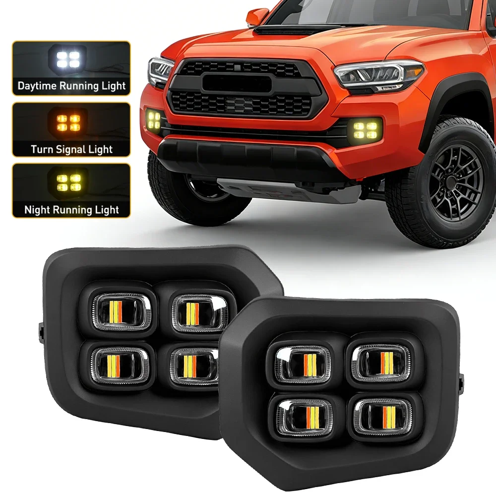 2 luces diurnas para Toyota Tacoma 2016 2017 2018 2019 2020, luces DRL delanteras, luces de señal de giro, accesorios para coche