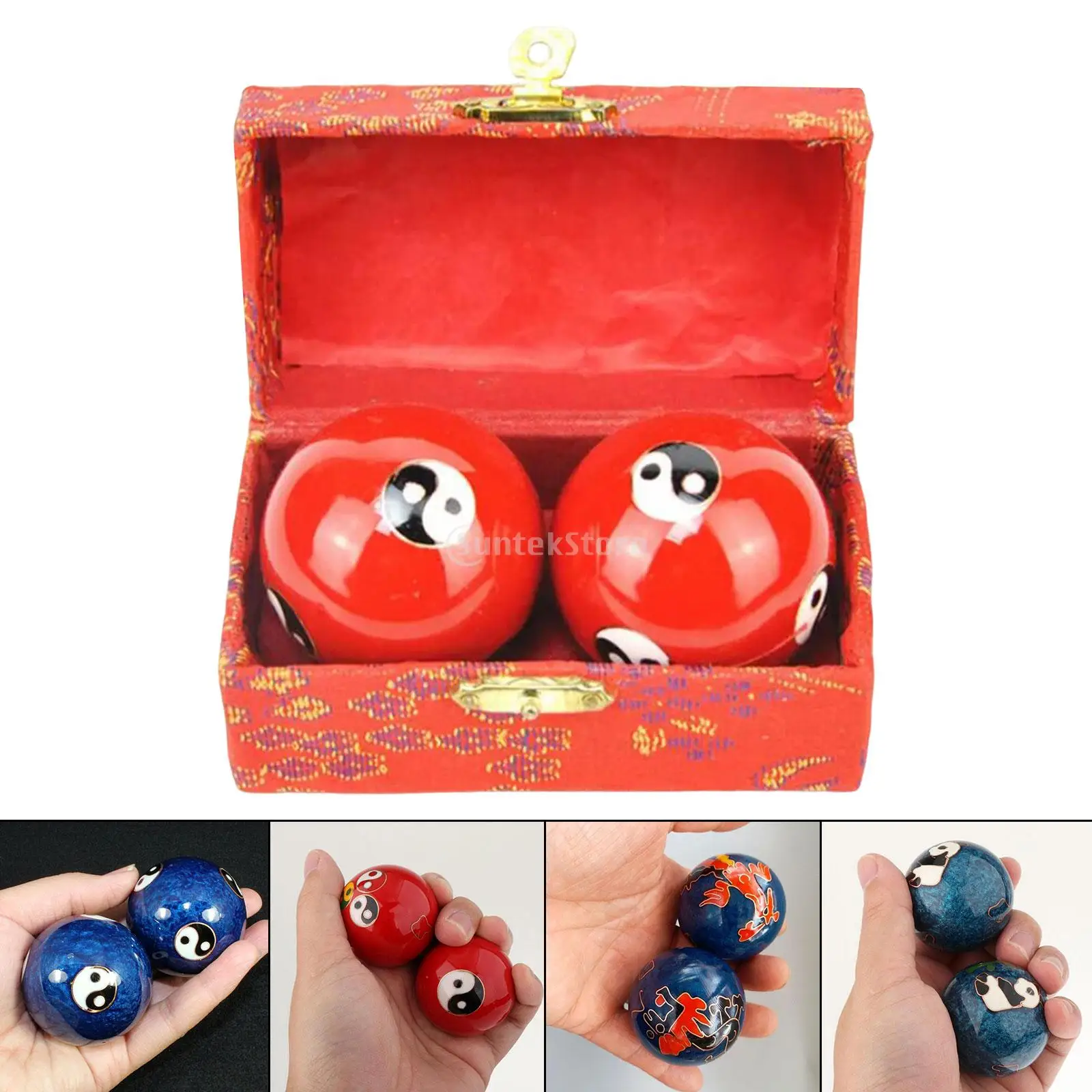 2pcs จีน Baoding ลูกบอลฟิตเนสผู้สูงอายุนิ้วมือ Dexterity นวด Baoding Balls ผ่อนคลาย